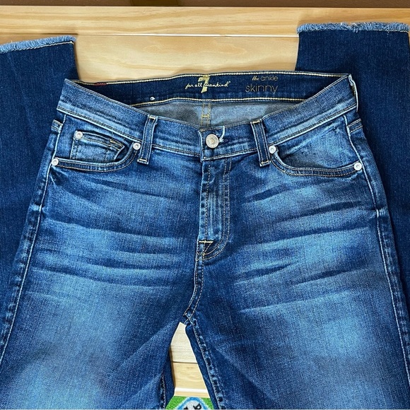 7 FOR ALL MANKIND The Ankle Skinny Mid Rise Skinny Leg Jeans Sz 28 - Picture 12 of 13